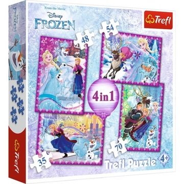 Puzzle 4w1 - Trefl - 35+48+54+70 elementów - Zimowe szaleństwo FROZEN