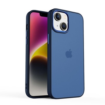 ETUI MATOWE Z RAMKĄ NA APARAT DO IPHONE 15 - BLUE