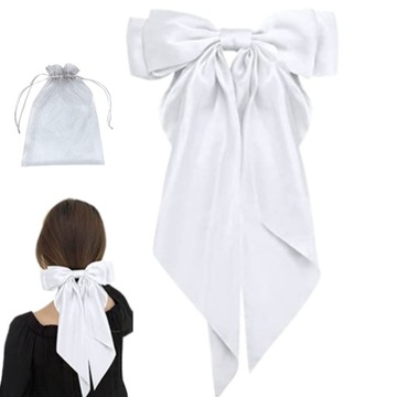 БОЛЬШОЙ бантик для волос, ЧЕРНЫЙ, БЕЛЫЙ, заколка и пряжка