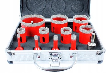 WIERTŁA DIAMENTOWE OTWORNICE DO GRESU 6-68MM ZESTAW OTWORNIC W WALIZCE 12EL