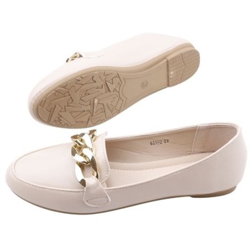 MOKASYNY DAMSKIE PÓŁBUTY WSUWANE PŁASKIE BEŻOWE