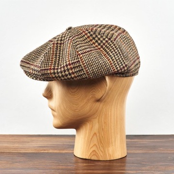 KASZKIET PEAKY NA JESIEŃ I ZIMĘ BEŻOWY DO PŁASCZA ELEGANCKI HARRIS TWEED 55