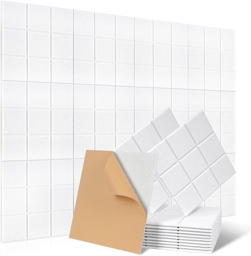 PANELE AKUSTYCZNE BIAŁE KWADRACIKI 12X 30X30X0,9