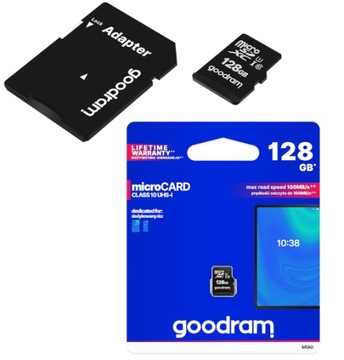 Карта памяти microSDHC CL10 UHS I+ емкостью 128 ГБ