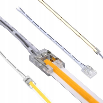 ZŁĄCZKA ŁĄCZNIK JEDNOSTRONNY Z PRZEWODEM DO TAŚM LED COB 8mm IP20