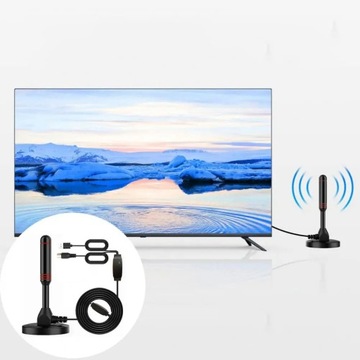 МОЩНАЯ АКТИВНАЯ ВНУТРЕННЯЯ АНТЕННА DVB-T2 FHD 4K MUX-8 LTE ТВ-УСИЛИТЕЛЬ МАГНИТ