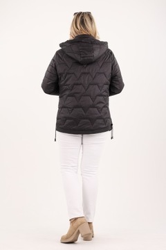 KURTKA PRZEJŚCIOWA DAMSKA PIKOWANA Z KAPTUREM DUŻE ROZMIARY REGULOWANE BOKI