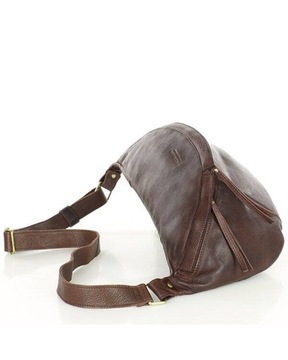 Duża skórzana nerka damska torebka przez ramię brązowa - MARCO MAZZINI VS6e