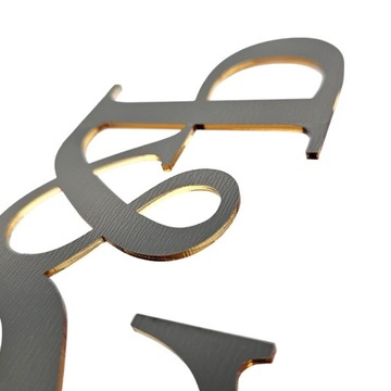 Золотое зеркало ИНИЦИАЛЫ для свадебного торта, украшение бока торта инициалами