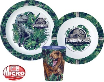 Zestaw Naczyń Talerz Miska Kubek Obiadowy JURASSIC