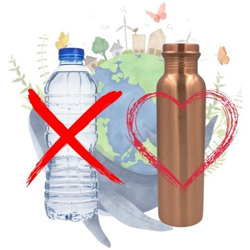 Prem-Copper Butelka MIEDZIANA na wodę 650ml z certyfikatem Kwiat Życia