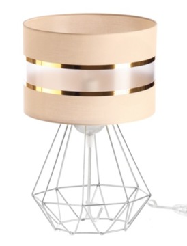 Lampka Nocna Stołowa Diament Vire Mat Abażur Beż E27
