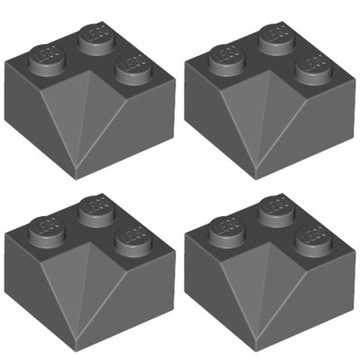 (4 sztuki) LEGO skos skały góry skosik slope ciemny szary 2x2 dach 3046a