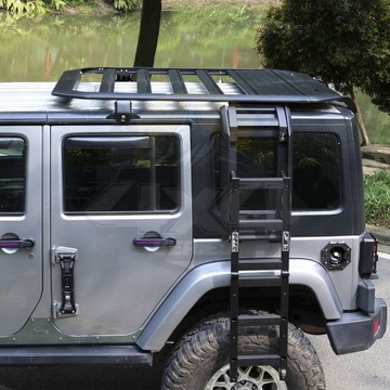 Bagażnik Dachowy aluminiowy z drabinką 160x140 cm 300 kg Jeep Wrangler JL