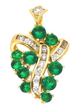 ZAWIESZKA POZŁACANA SZMARAGDOWA 29/18 MM