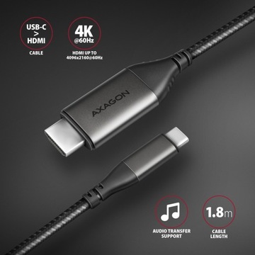Кабель-переходник USB-C — HDMI 2.0 4K/60 Гц, алюминий, 1,8 м