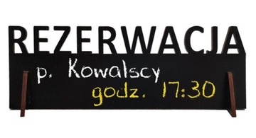 REZERWACJA TABLICZKA KREDOWA STOJAK NA STOLIK