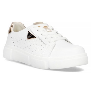 Buty sneakersy damskie skórzane białe na platformie Filippo DP4529 38