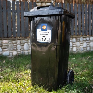 KOSZ 120L CZARNY DUŻY ŚMIETNIK NA KÓŁKACH POJEMNIK NA ODPADY ZMIESZANE