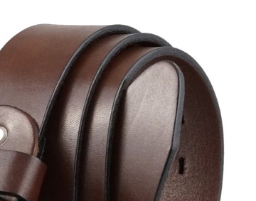 SKÓRZANY PASEK DO SPODNI 4 CM BRĄZ MOTOCYKLISTY