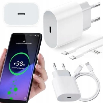 SZYBKA ŁADOWARKA DO IPHONE KOSTKA 20W KABEL 1M USB-C - LIGHTING