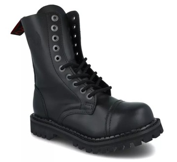 Glany czarne Nagaba 10 dziurek skórzane wysokie buty stalkapy wojskowe R44