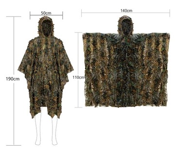 Пончо Ghillie в 3D-камуфляже из листьев