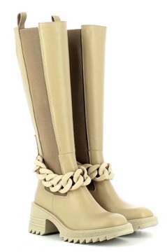 ОФИСНЫЕ БОТИНКИ CARINII B7701, КОЖА БЕЖЕВАЯ