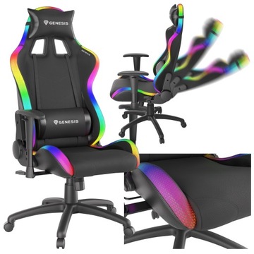 Fotel Gamingowy GENESIS Trit 500 RGB Ergonomiczny Podświetlanie