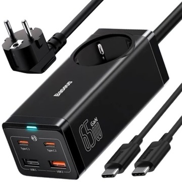 BASEUS ŁADOWARKA LISTWA ZASILAJĄCA ZASILACZ AC 230V 4x USB USB-C PD 65W