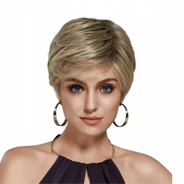 Blond Peruka Kręcone Włosy Typu Bob Z Grzywką