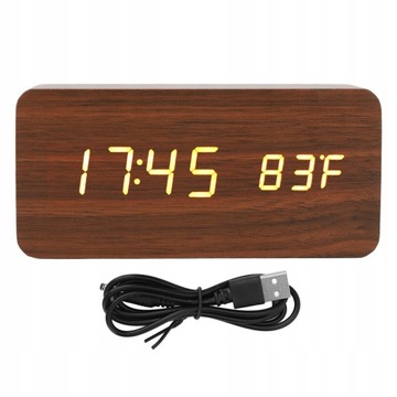 Cyfrowy budzik LED Wood 3 poziomy jasności