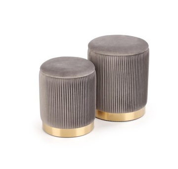 НАБОР ИЗ 2 ПУФОВ СЕРОЙ ТКАНИ MONTY HALMAR