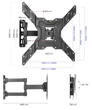 ВРАЩАЮЩИЙСЯ КРЕПЛЕНИЕ ДЛЯ ТЕЛЕВИЗОРА ПОДВЕСКА ДЛЯ ЖК-ТЕЛЕВИЗА 22-55