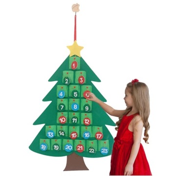 Адвент-календарь, большая елка из фетра + украшения