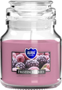 Świeca w słoiku z wieczkiem Mrożone Jagody 28h śr. 7 cm Aura candles