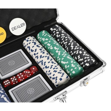 Покерный набор 300 фишек Техасские покерные фишки Чемодан Карты Сильные кости