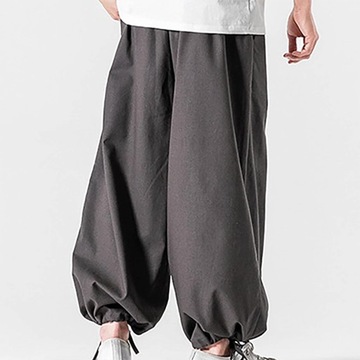 Letnie duże bawełniane spodnie Harlan spodnie japońskie luźne proste rurki