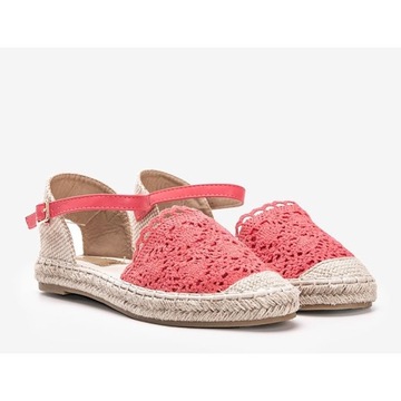 Czerwone Tkanina Buty Damskie Espadryle r.37