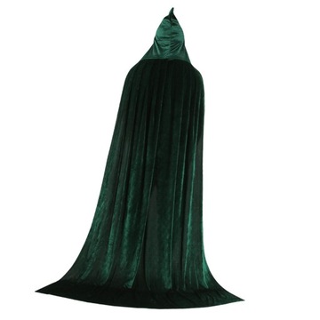Aksamitna peleryna z kapturem i płaszczem z kapturem na Halloween dla dzieci 110 cm ciemnozielona