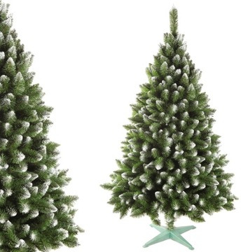 CHOINKA SZTUCZNA OŚNIEŻONA NATURALNA Z BIAŁYMI KOŃCAMI GĘSTA 180 cm