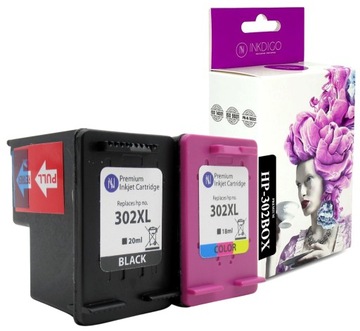 2x Tusz do HP 302 Zamiennik Czarny + Kolor F6U68A
