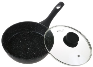 ГЛУБОКАЯ МРАМОРНАЯ СКОВОРОДА 18см с крышкой 7712