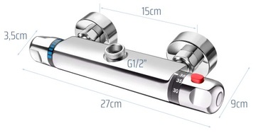 BATERIA PRYSZNICOWA Z TERMOSTATEM NATRYSKOWA TERMOSTAT PRYSZNIC CHROM