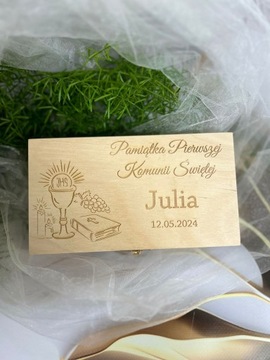 Деревянная копилка, сувенир, Первое причастие, подарок с гравировкой.