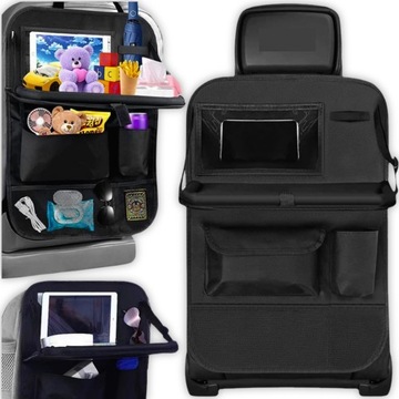 ORGANIZER SAMOCHODOWY NA FOTEL OPARCIE DO AUTA STOLIK OCHRANIACZ CZARNY