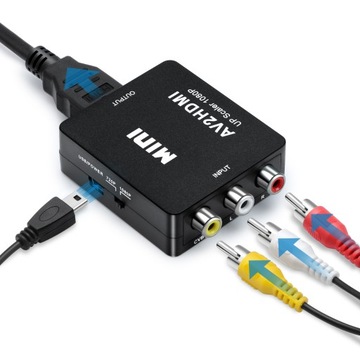 АДАПТЕР-ПРЕОБРАЗОВАТЕЛЬ AV RCA CVBS CINCH В HDMI 1080p