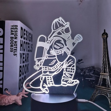 Lampka Nocna Strażak Prezent Led IMIĘ Grawer