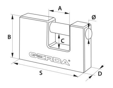 Gerda Цельнолитой чугунный навесной замок KZZT 3 ключа 70 мм