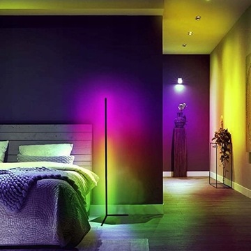 GRUNDIG RGB MUSIC SENSOR LED УГЛОВОЙ ТОРШЕР 140см + Пульт ДУ НА СТОЙКЕ